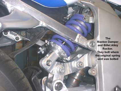 The Maxton Damper and Billet Alloy Rocker. They bolt where the original spring unit was bolted